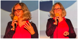Liz speaking at the Bavard Bar in Hastings